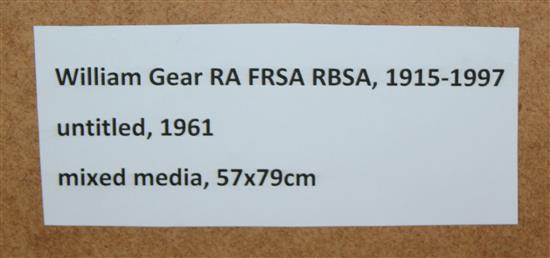 § William Gear R.A. (1915-1997) Untitled, 1961, 21 x 33in. Provenance: From the artists family